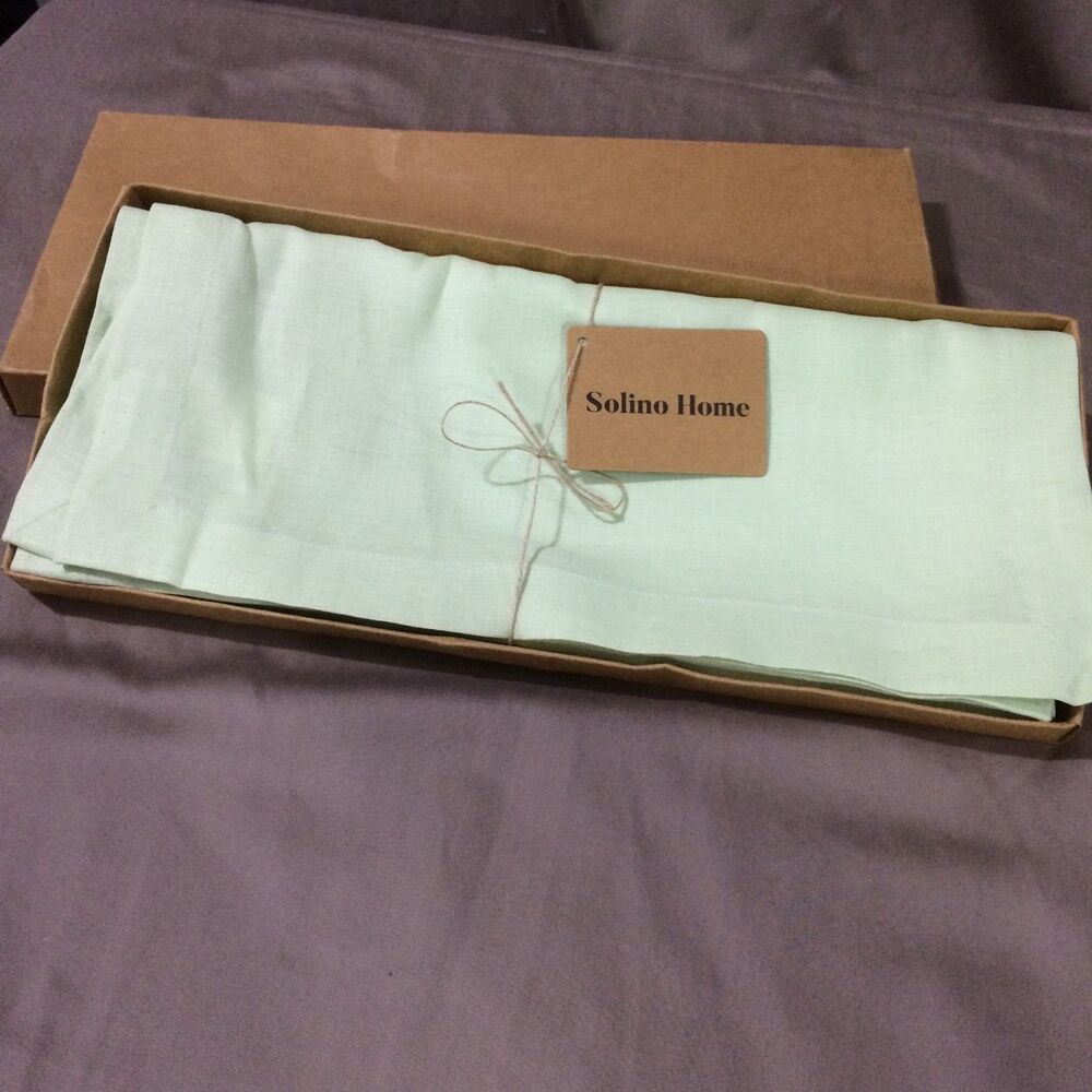 Solino Home Fete Pure Linen Table Runner 14x120 Pastel Green New In Box